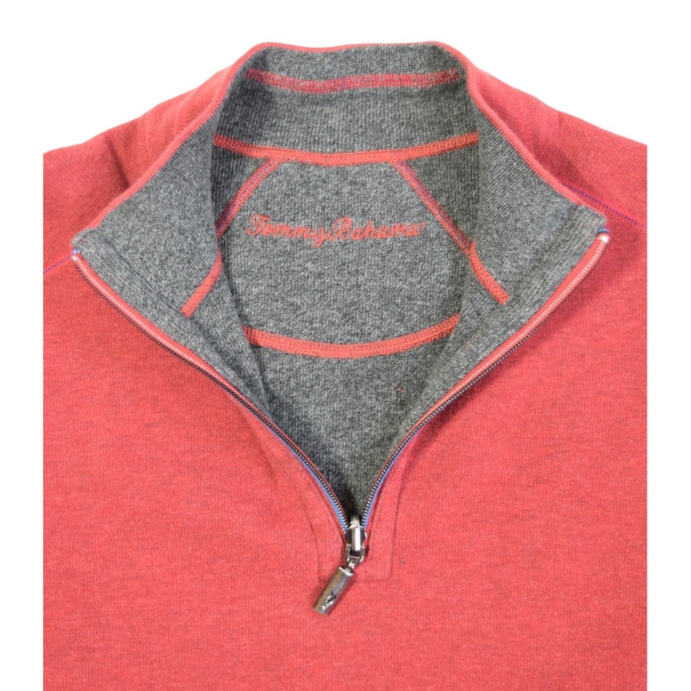 Tommy Bahama FLIPSIDE Reversible 1/4 Zip Sweater Men's L Burgundy Charcoal - Picture 10 of 15